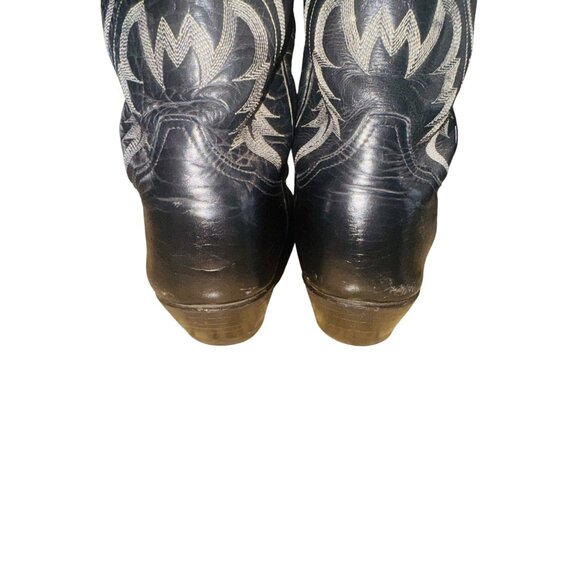 Vintage Tony Lama Polished Black Leather Western Cowboy Boots Mens Size 9.5 B - Picture 6 of 10